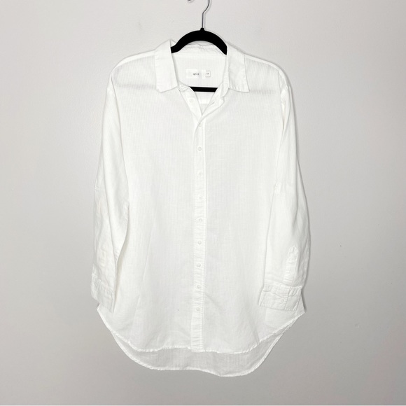Onia White Linen Blend Button Up Swim Coverup Size Medium - Picture 1 of 4